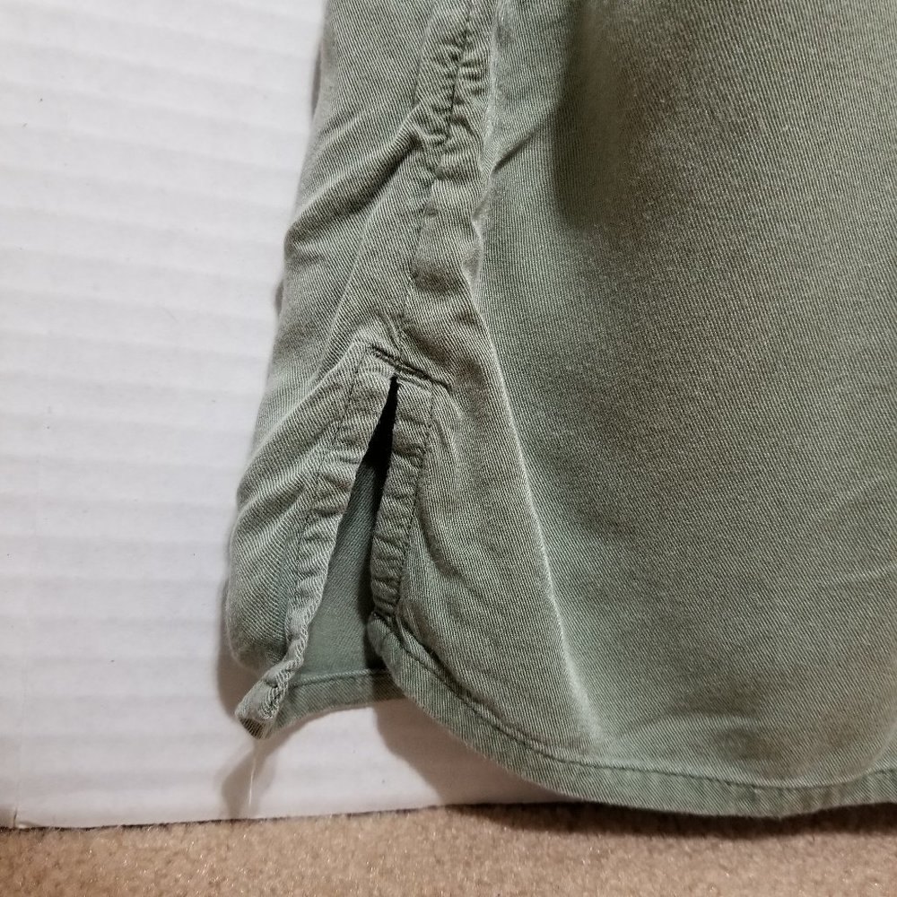 Old Navy top Large 10/12 utility button up twill side split pockets Money Maker - Picture 11 of 15